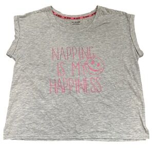 y2k Joe Boxer Women's Gray T Shirt Napping is My Happiness Graphic Tee Size M